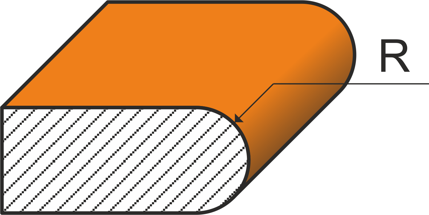 Фото Кромка №3 с округлением верхнего и нижнего угла кромки радиусом R | ООО Интердек